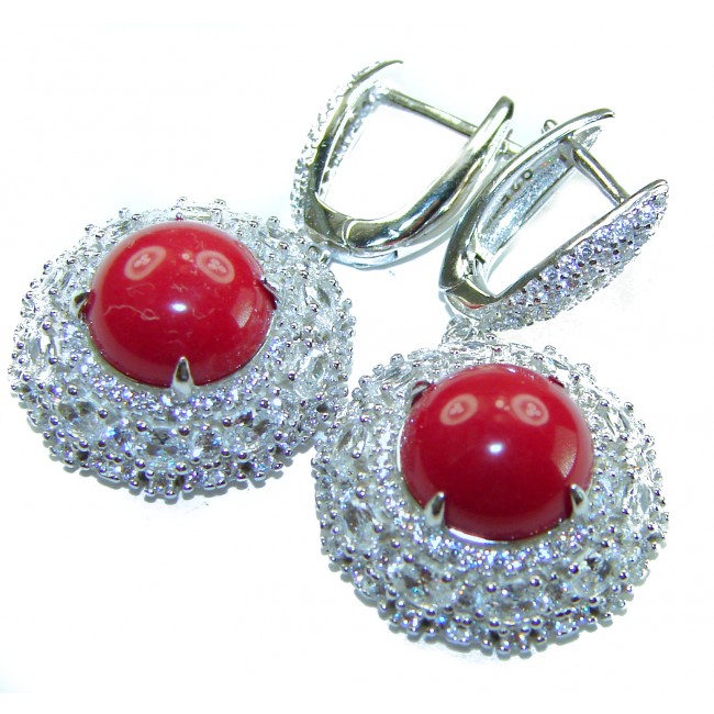 Elizabeth Natural Fossilized Coral .925 Sterling Silver handcrafted earrings