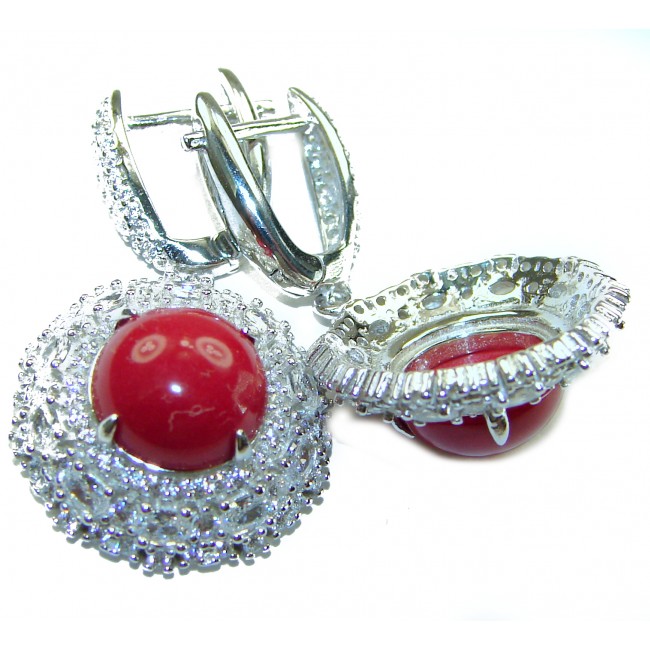 Elizabeth Natural Fossilized Coral .925 Sterling Silver handcrafted earrings