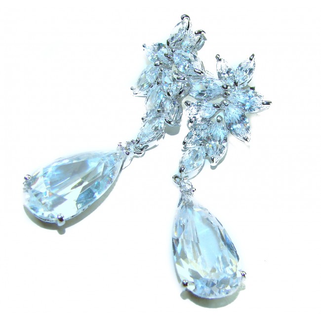 Spectacular - 48.5 carat White Topaz .925 Sterling Silver Handcrafted Statement Earrings