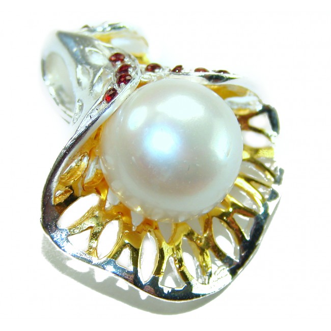 Genuine Pearl 14K Gold .925 Sterling Silver handmade Pendant