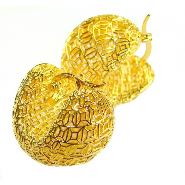 Black Label Collection - Dubai Style - Natural 22K Gold over .925 Sterling Silver handmade earrings