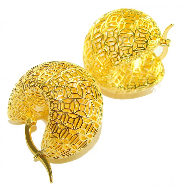 Black Label Collection - Dubai Style - Natural 22K Gold over .925 Sterling Silver handmade earrings