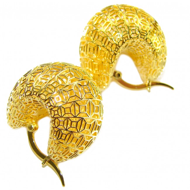 Black Label Collection - Dubai Style - Natural 22K Gold over .925 Sterling Silver handmade earrings