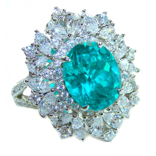 Wonderland 12.5 carat Paraiba Tourmaline .925 Sterling Silver Handcrafted Ring size 8 1/4