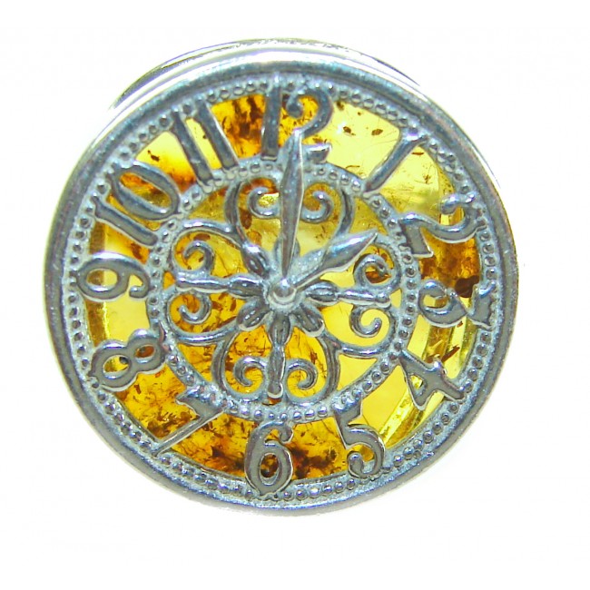 The Light Watchmaker Authentic Baltic Amber .925 Sterling Silver handcrafted ring; s. 6 adjustable