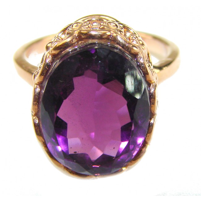 Purple Odyssey 9.5 carat natural Purple Amethyst 18K Gold over .925 Sterling Silver Handcrafted Ring size 8 3/4