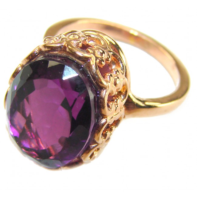 Purple Odyssey 9.5 carat natural Purple Amethyst 18K Gold over .925 Sterling Silver Handcrafted Ring size 8 3/4