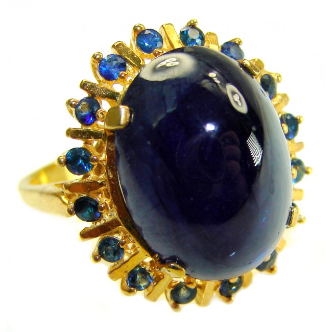 Authentic 14.5 carat Brazilain Kyanite 2.1 carat rare Grandidierite .925 Sterling Silver dipped in 22K Gold handcrafted Ring size 7 1/4