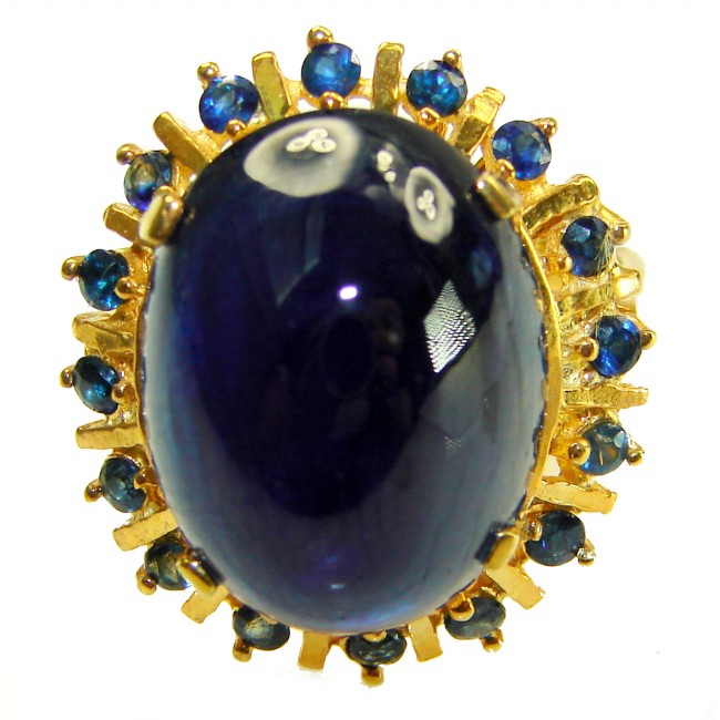 Authentic 14.5 carat Brazilain Kyanite 2.1 carat rare Grandidierite .925 Sterling Silver dipped in 22K Gold handcrafted Ring size 7 1/4