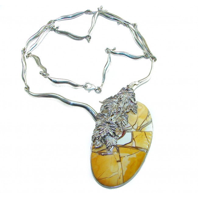 Huge Aura Of Beauty Australian Brecciated Mookaite Jasper .925 Sterling Silver handcrafted necklace