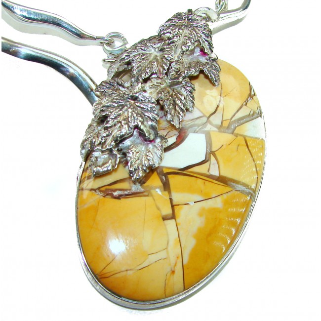 Huge Aura Of Beauty Australian Brecciated Mookaite Jasper .925 Sterling Silver handcrafted necklace