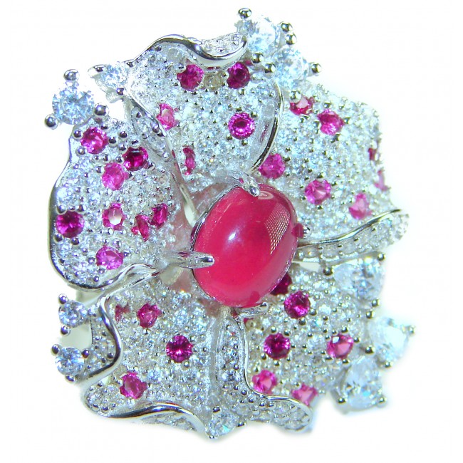 Real Beauty Natural 7.1 carat Ruby .925 Sterling Silver handmade Statement Ring size 8