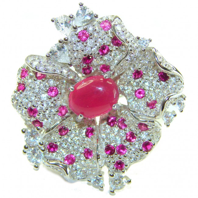 Real Beauty Natural 7.1 carat Ruby .925 Sterling Silver handmade Statement Ring size 8