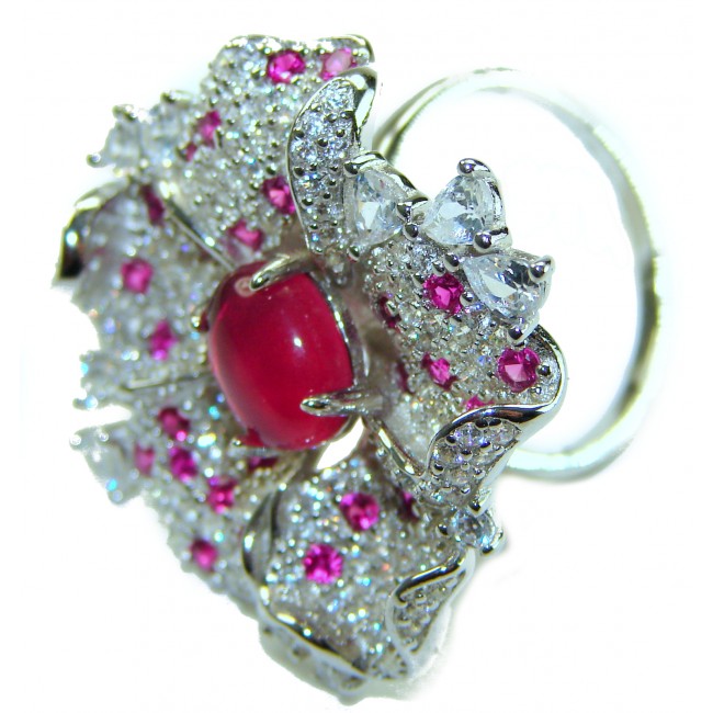 Real Beauty Natural 7.1 carat Ruby .925 Sterling Silver handmade Statement Ring size 8