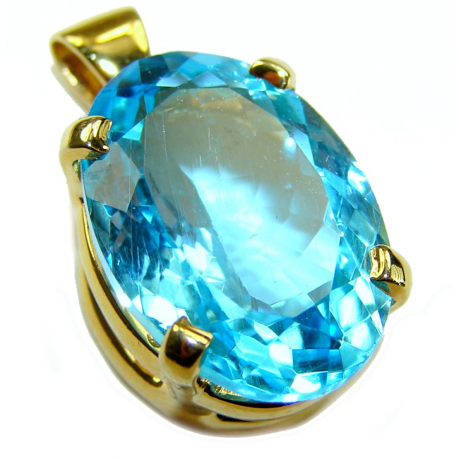 Atlantica 10.7 carat Swiss Blue Topaz 18K Gold over .925 Sterling Silver Handcrafted Pendant