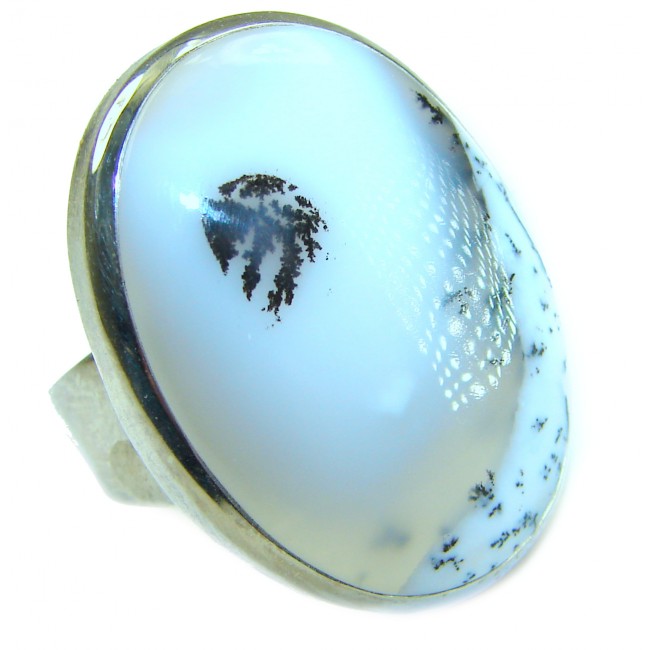LARGE Top Quality Dendritic Agate .925 Sterling Silver handcrafted Ring s. 9 3/4