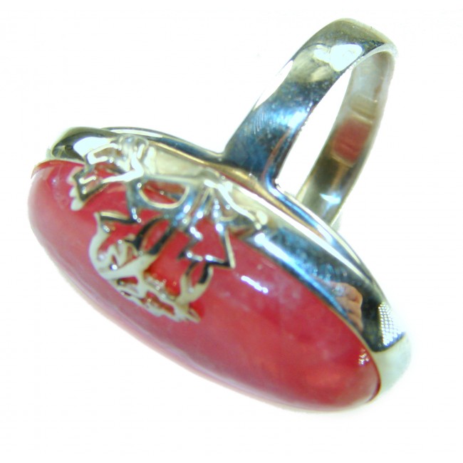 Large top quaity Argentinian Rhodochrosite .925 Sterling Silver handmade ring size 8 ADJUSTABLE