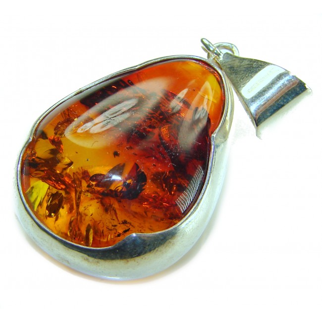 Prehistoric Authentic Baltic Amber .925 Sterling Silver beautifully handcrafted Pendant