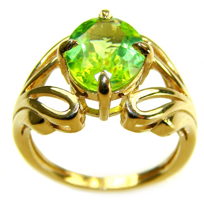 Wise Bliss Authentic 4.8 CARAT Peridot 18k Gold over .925 Sterling Silver handmade Ring s. 6 1/4 - photo 2