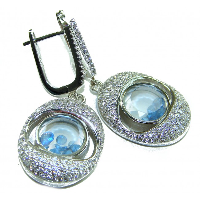 Floating Memories 11.5 carat Sapphire .925 Sterling Silver Handcrafted Statement earrings