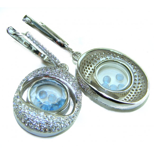 Floating Memories 11.5 carat Sapphire .925 Sterling Silver Handcrafted Statement earrings