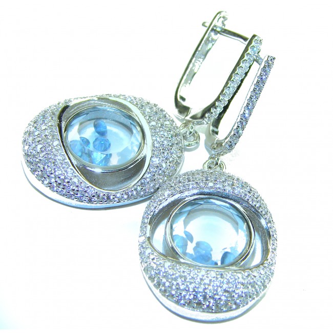 Floating Memories 11.5 carat Sapphire .925 Sterling Silver Handcrafted Statement earrings