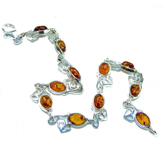 Excellent quality Baltic Amber .925 Sterling Silver entirely handcrafted Bracelet