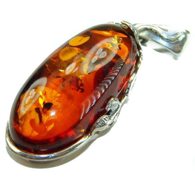 Prehistoric Authentic Baltic Amber .925 Sterling Silver beautifully handcrafted Pendant