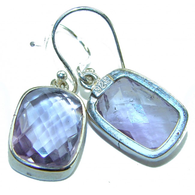Lavender Fields 14.2 carat Pink Amethyst .925 Sterling Silver handcrafted Statement earrings