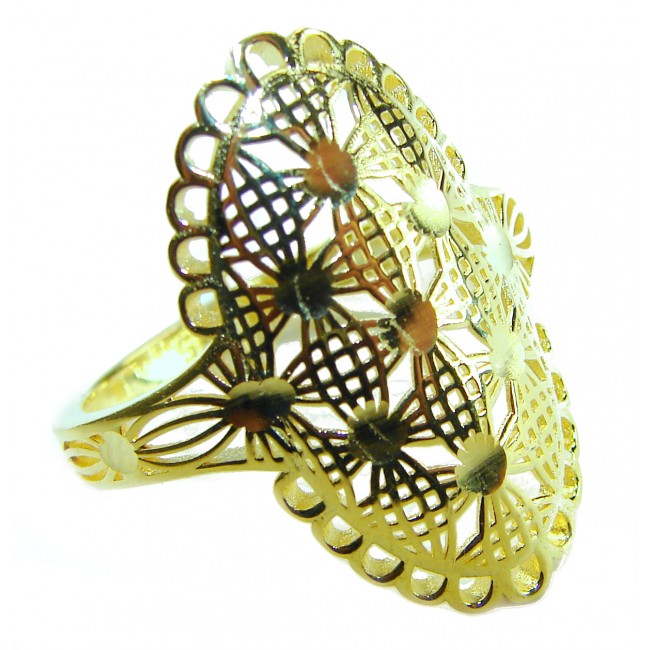 Dubai Style - .925 Sterling Silver dipped in 22K Gold handmade Large ring size 10