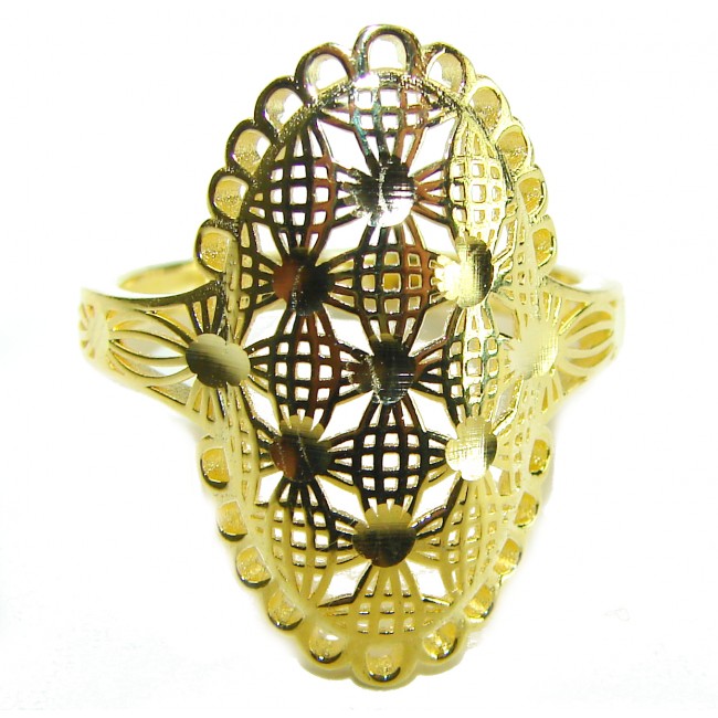 Dubai Style - .925 Sterling Silver dipped in 22K Gold handmade Large ring size 10