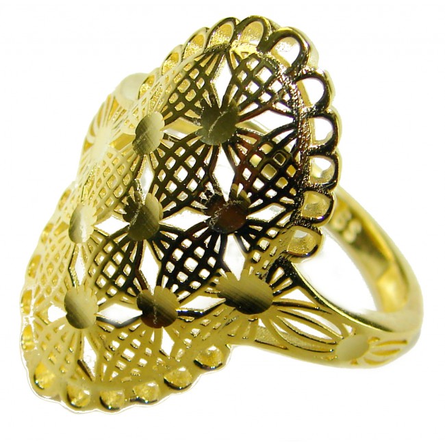 Dubai Style - .925 Sterling Silver dipped in 22K Gold handmade Large ring size 10