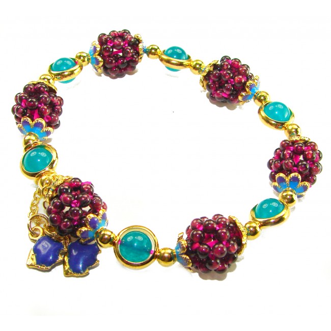 Sweet Berries authentic 18.5 carat Tourmaline 14K Gold over .925 Sterling Silver handmade stretch Bracelet