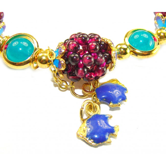 Sweet Berries authentic 18.5 carat Tourmaline 14K Gold over .925 Sterling Silver handmade stretch Bracelet