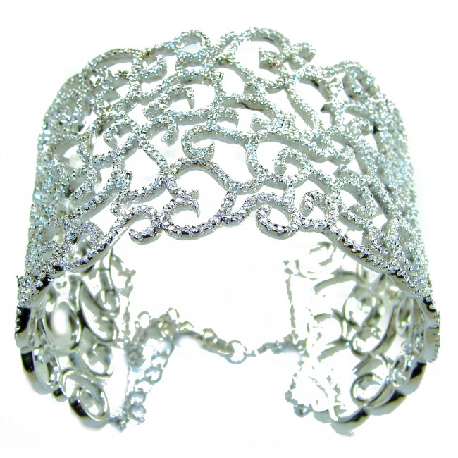 Spectacular! A Million Stars 43.8 carat White Sapphire .925 Sterling Silver Bracelet / Cuff