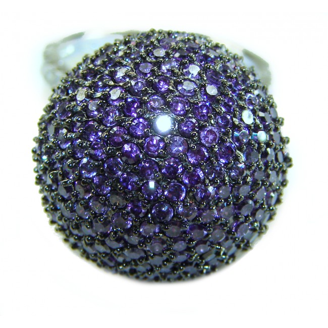 Tiffany Pave 27.5 carat authentic Amethyst .925 Sterling Silver Eternity Ring size 7 1/4