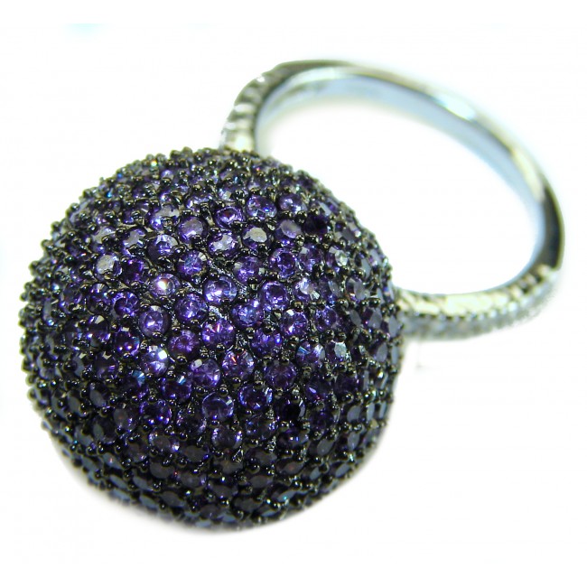 Tiffany Pave 27.5 carat authentic Amethyst .925 Sterling Silver Eternity Ring size 7 1/4