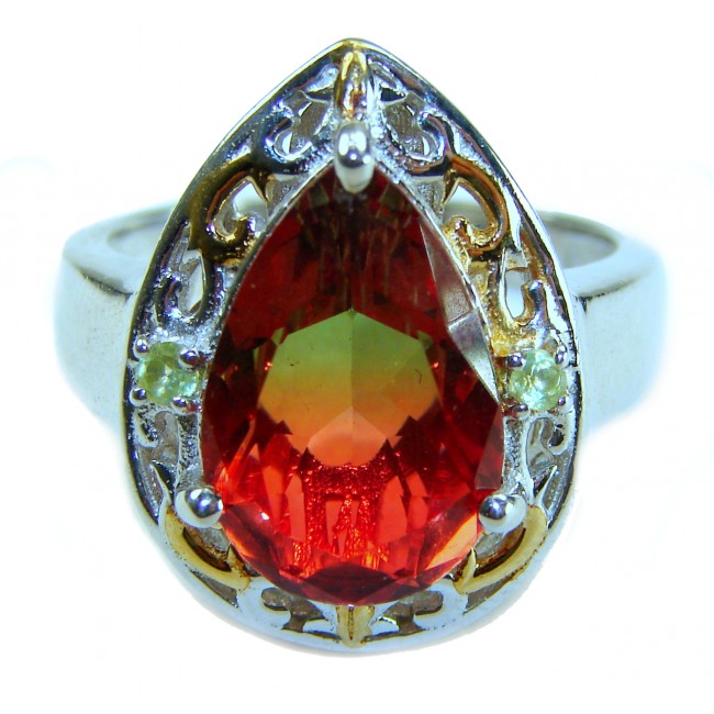 Rio De Janeiro 17.8 carat Brazilian Tourmaline .925 Sterling Silver Perfectly handcrafted Ring s. 8 1/4
