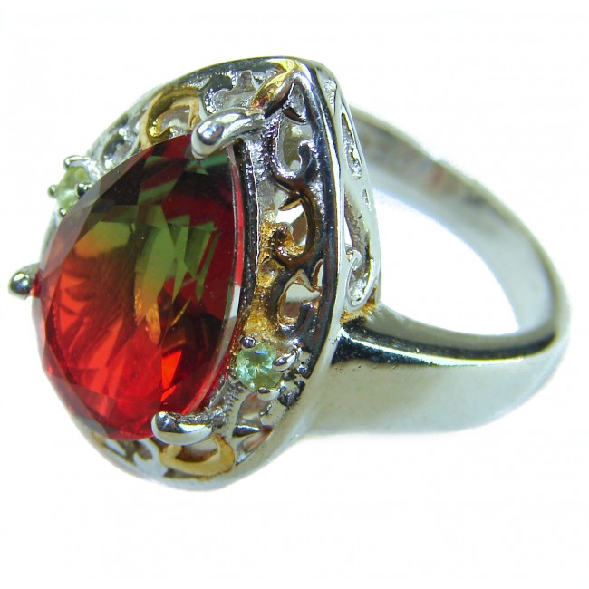 Rio De Janeiro 17.8 carat Brazilian Tourmaline .925 Sterling Silver Perfectly handcrafted Ring s. 8 1/4