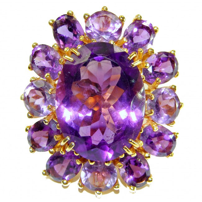 Purple Odyssey 59.5 carat natural Purple Amethyst 18K Gold over .925 Sterling Silver Handcrafted Ring size 7