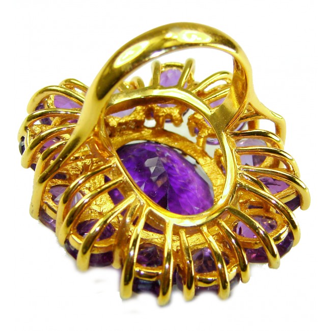 Purple Odyssey 59.5 carat natural Purple Amethyst 18K Gold over .925 Sterling Silver Handcrafted Ring size 7