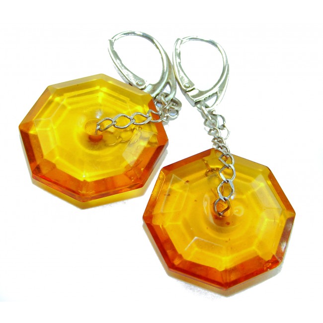 Very Special product - Wonderful natural faceted Baltic Amber .925 Sterling Silver entirely handcrafted earrings