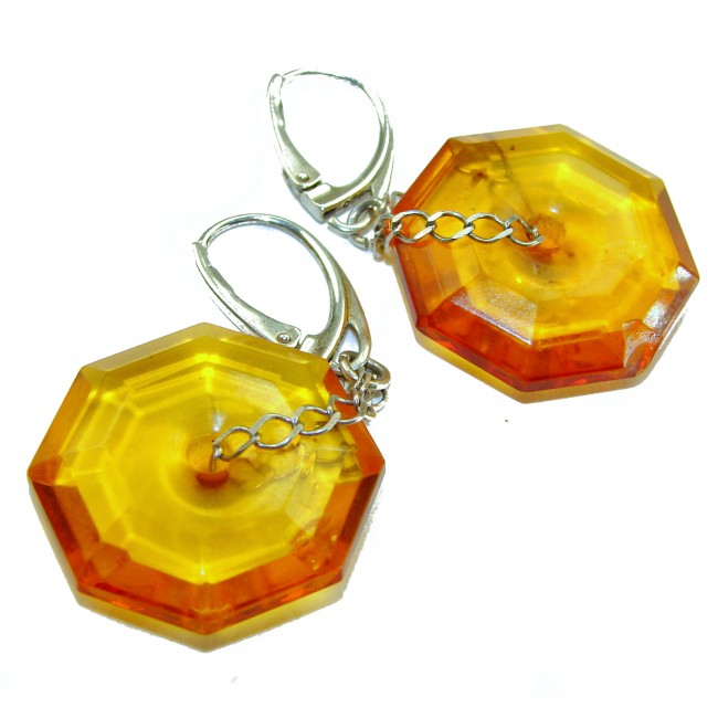 Very Special product - Wonderful natural faceted Baltic Amber .925 Sterling Silver entirely handcrafted earrings