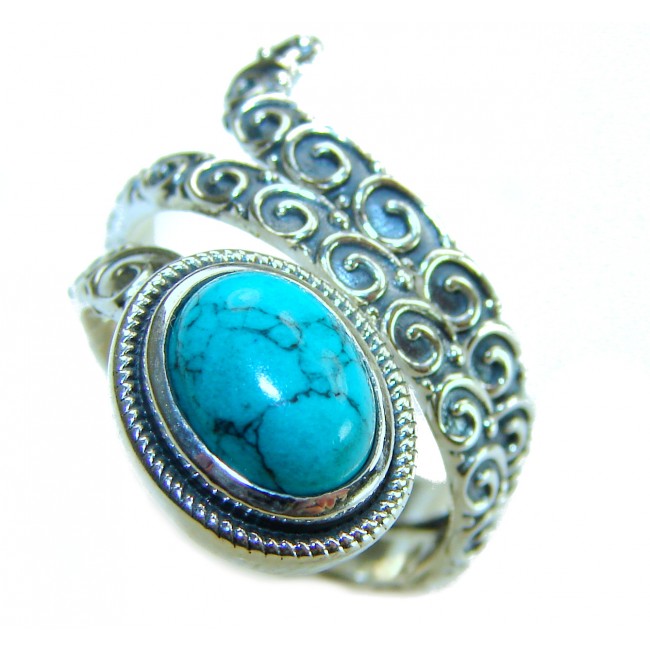 Serenity - 7.5 carat genuine Turquoise .925 Sterling Silver Ring size 6