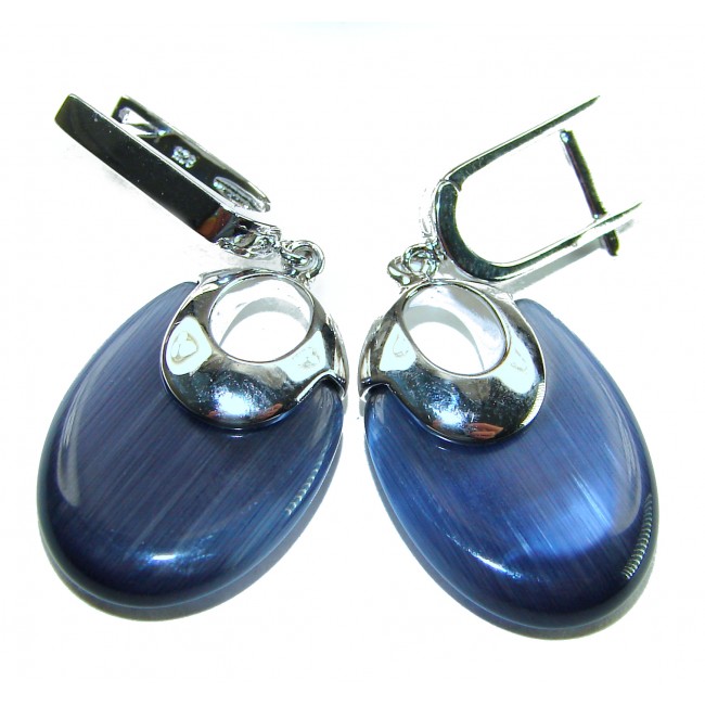 Best quality 12.5 carat African Cats Eye .925 Sterling Silver handcrafted earrings