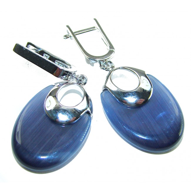 Best quality 12.5 carat African Cats Eye .925 Sterling Silver handcrafted earrings