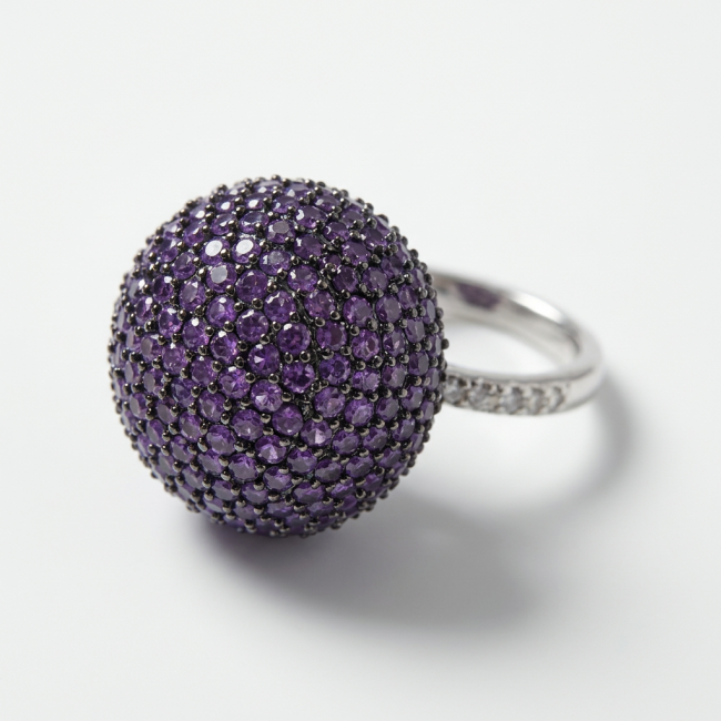 Tiffany Pave 27.5 carat authentic Amethyst .925 Sterling Silver Eternity Ring size 7 1/4