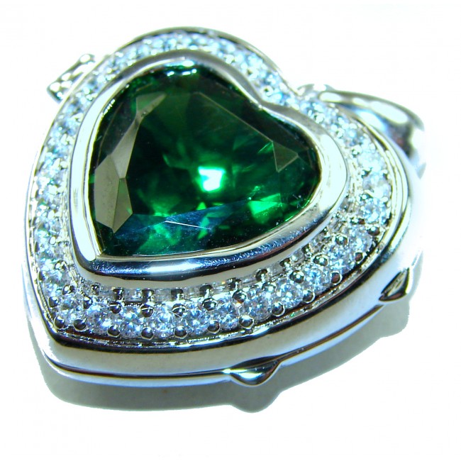 Secret compartment Authentic 18.5 carat Green Helenite .925 Sterling Silver Pendant