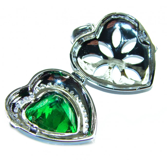Secret compartment Authentic 18.5 carat Green Helenite .925 Sterling Silver Pendant