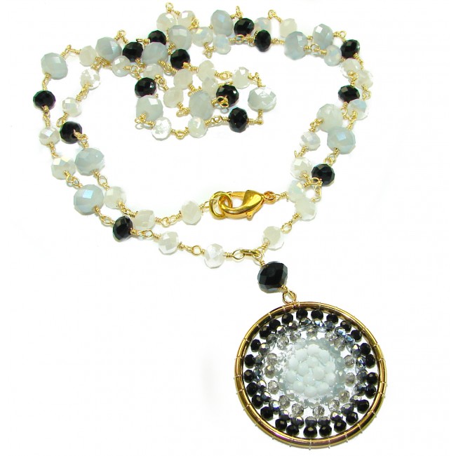 Magnificent Moonlight Crystal Onyx 14K Gold over .925 Sterling Silver handmade Necklace